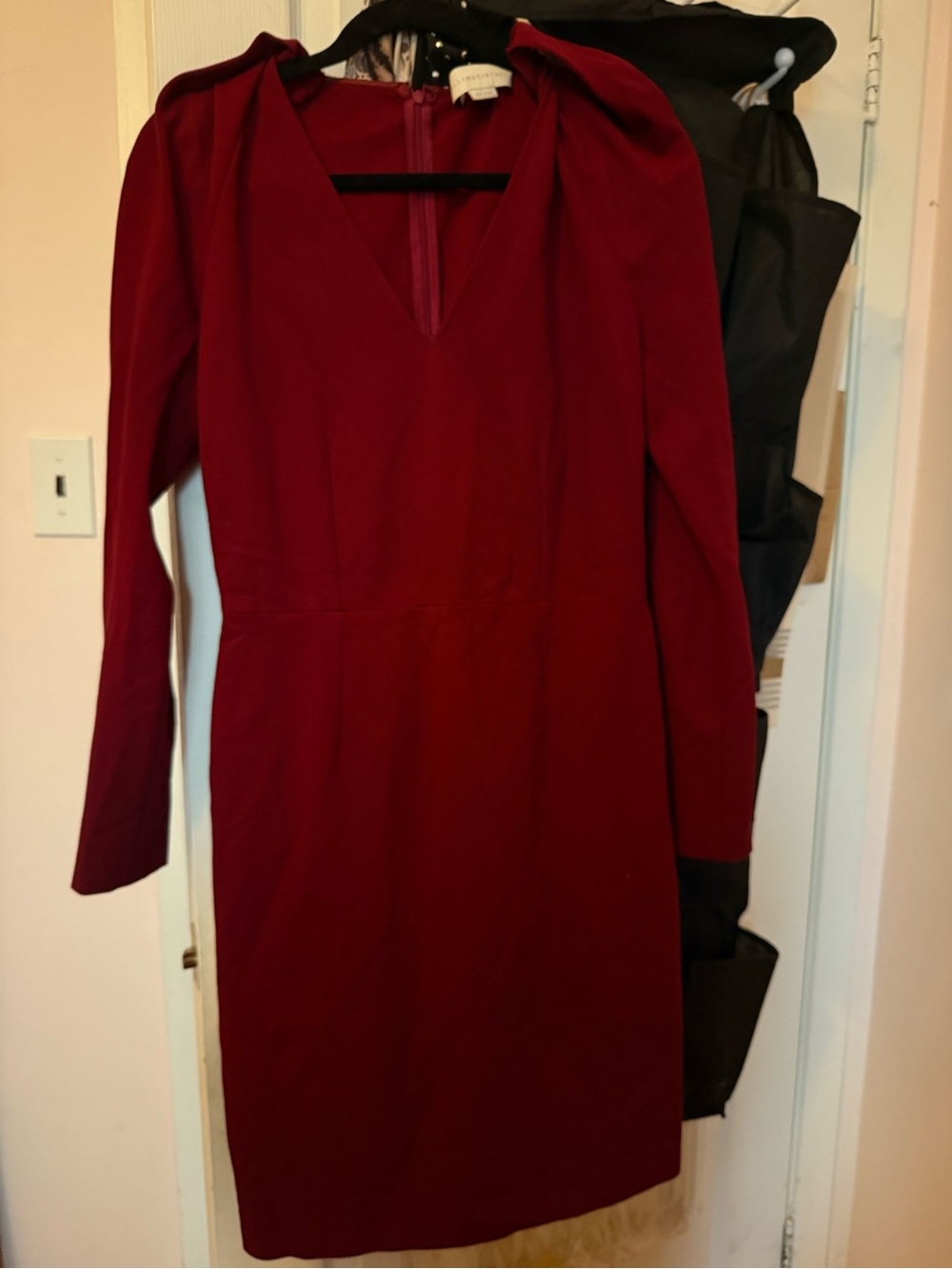 Stella McCartney Burgundy Long-Sleeve V-Neck Dress